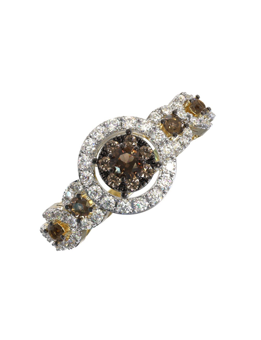 Кольцо из лимонного золота c бриллиантами