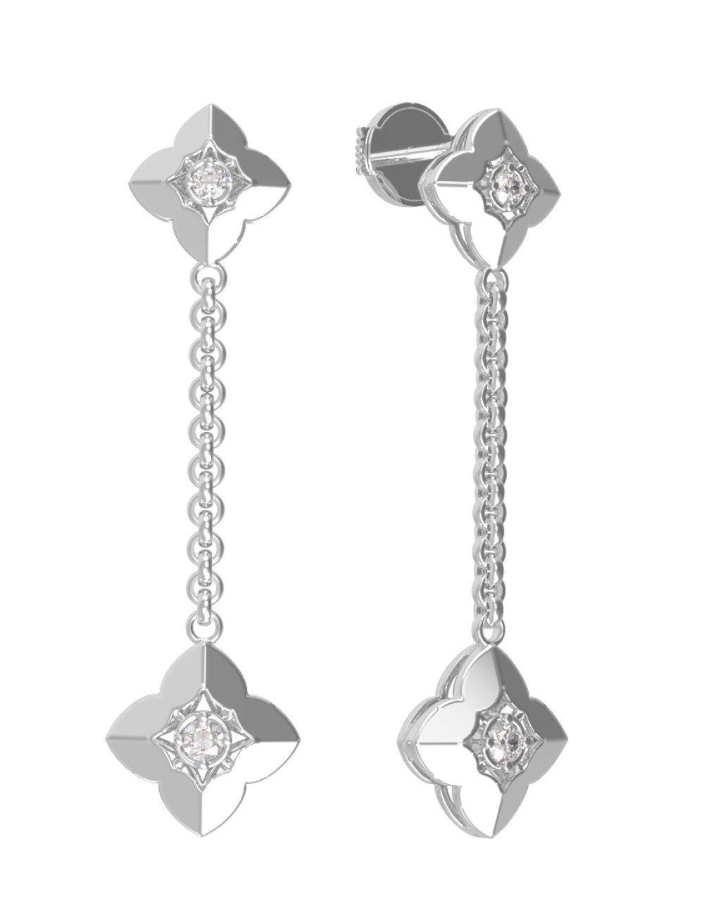 Серьги из белого золота c бриллиантами