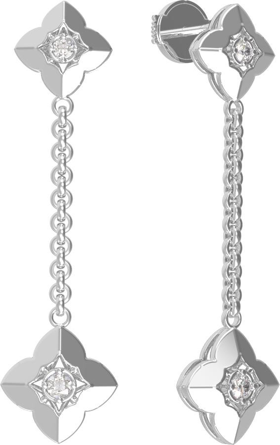 Серьги из белого золота 585 пробы c бриллиантами