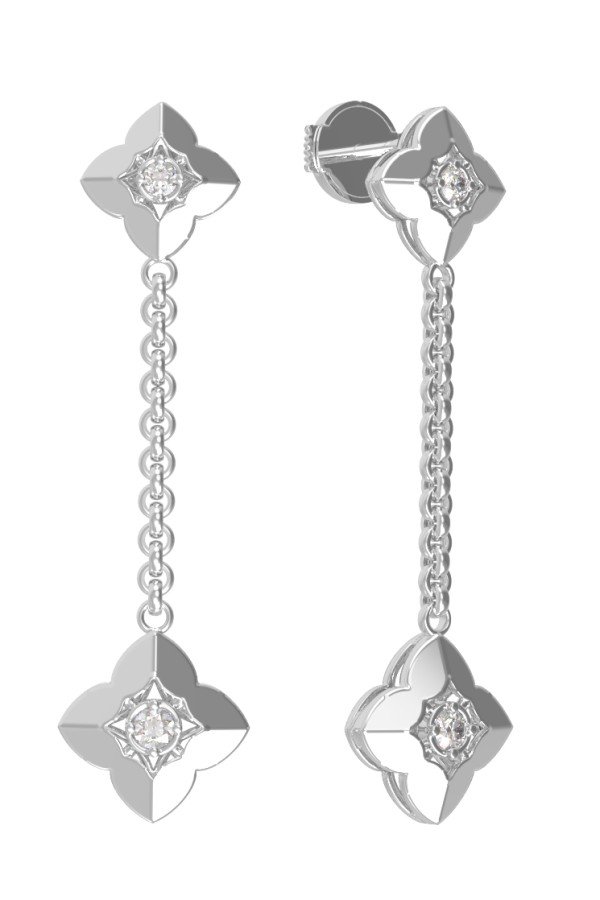 Серьги из белого золота c бриллиантами