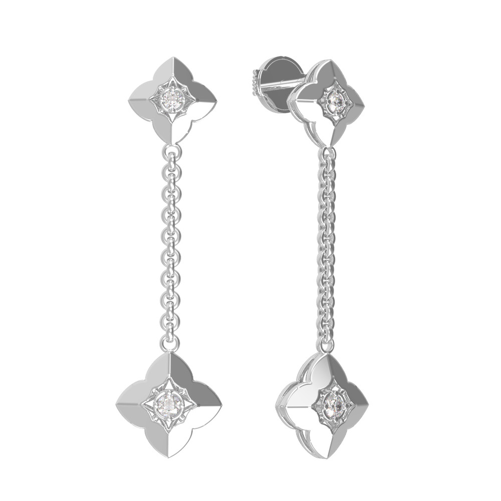 Серьги из белого золота 585 пробы c бриллиантами