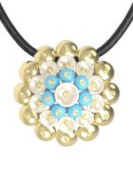 Подвеска из лимонного золота c бирюзой и перламутром