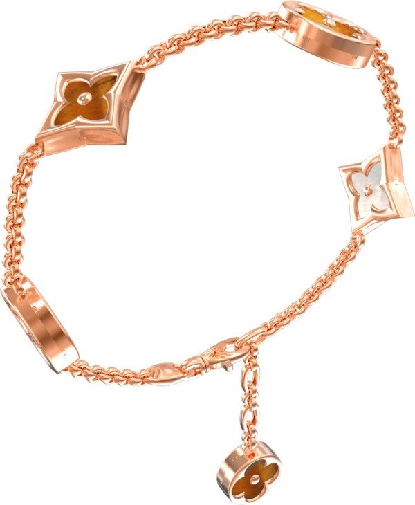 Браслет из золота c тигровым глазом и перламутром