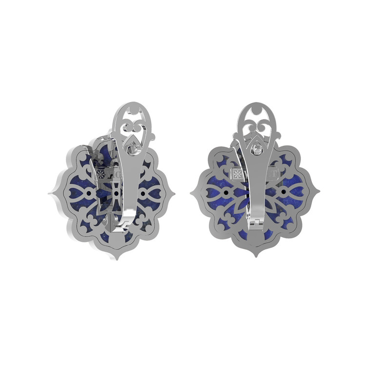 Серьги из белого золота 585 пробы c бирюзой и лазуритом