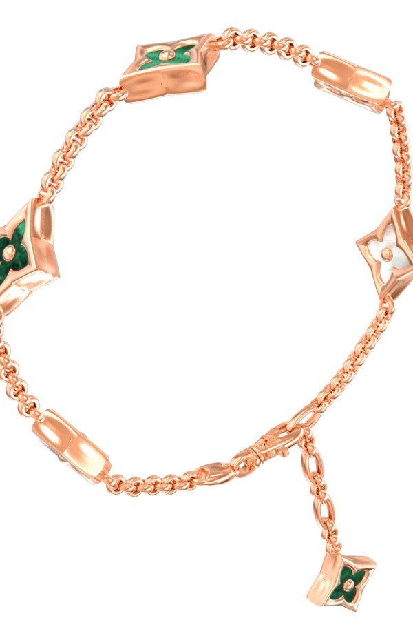 Браслет из золота c малахитом и перламутром