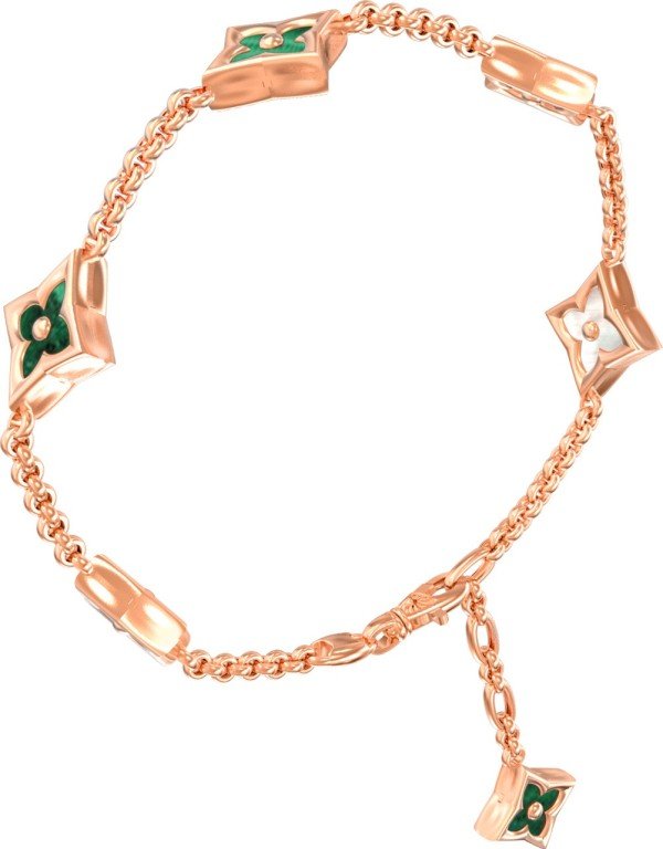 Браслет из золота c малахитом и перламутром