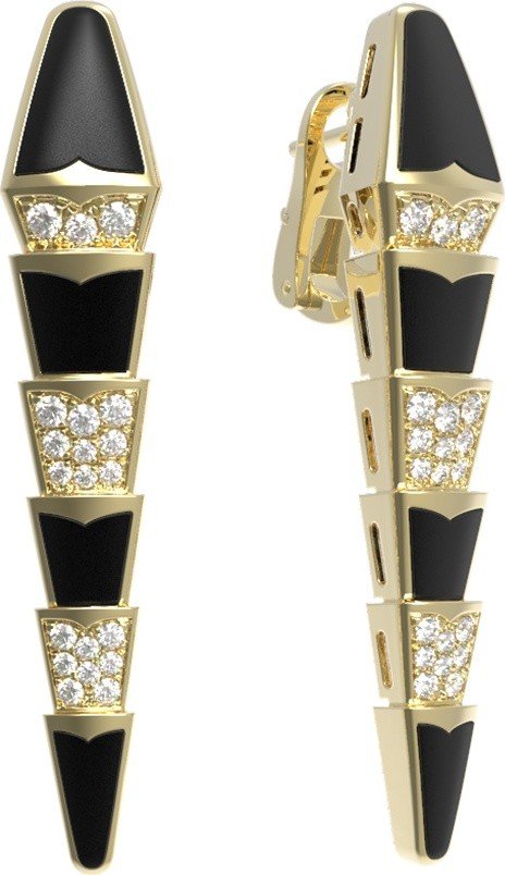 Серьги из лимонного золота c бриллиантами и ониксом