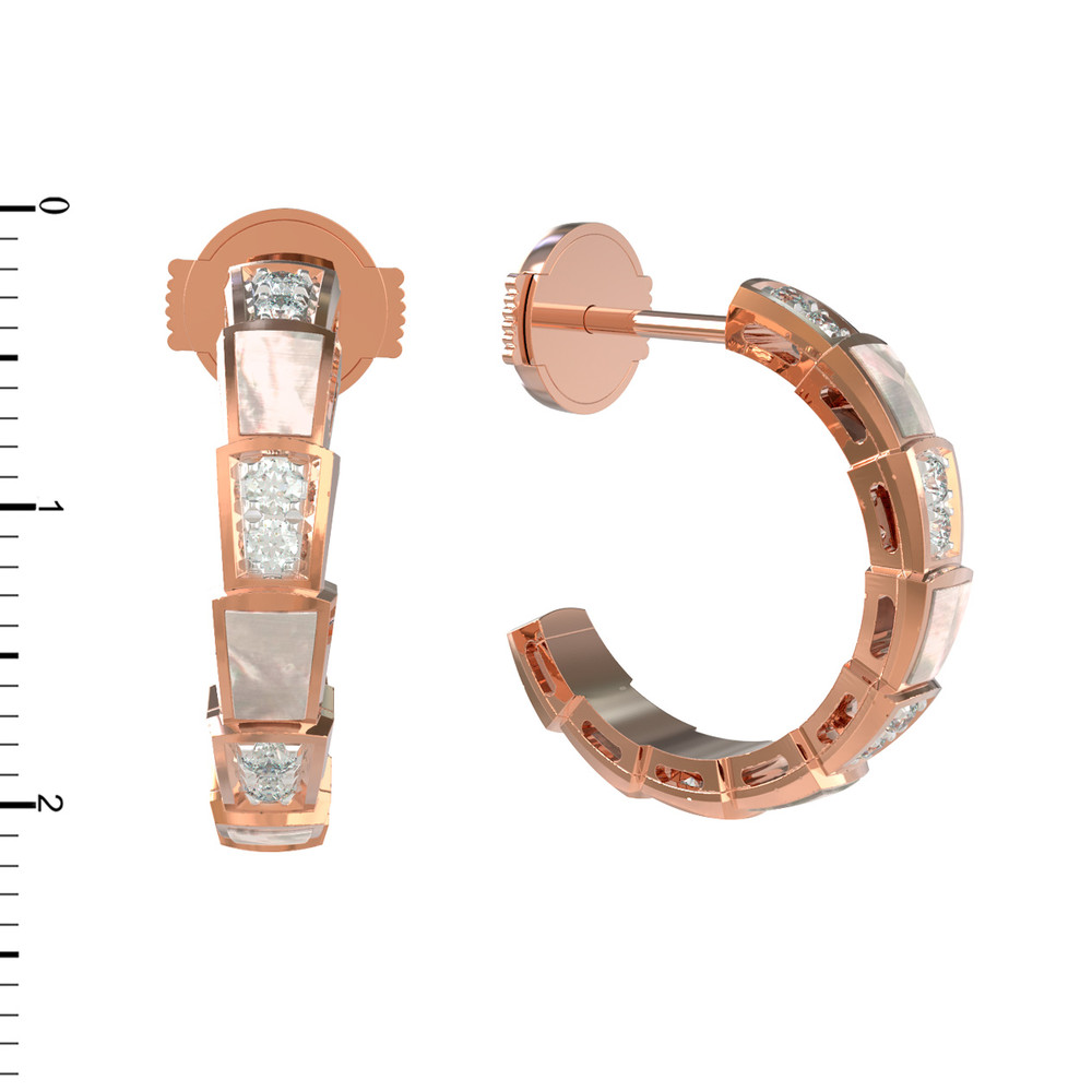 Серьги из красного золота 585 пробы c бриллиантами и перламутром