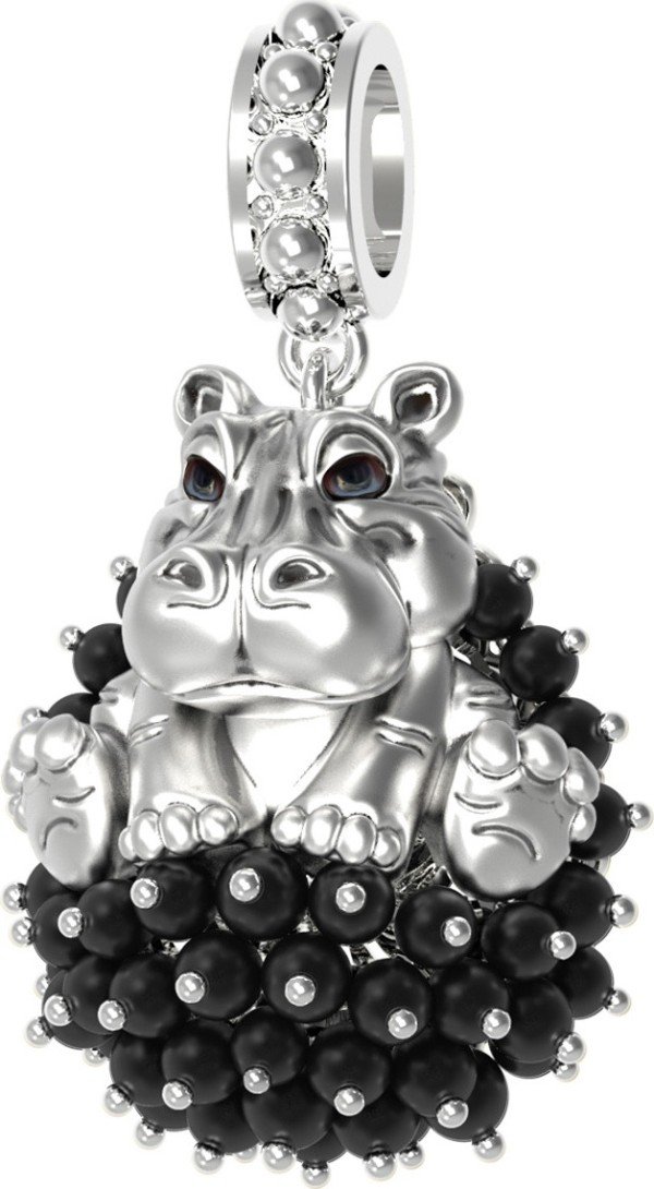 Подвеска из белого золота c эмалью и ониксом