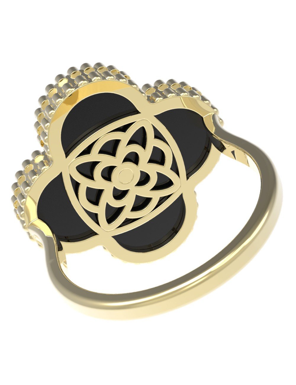 Кольцо из лимонного золота c бриллиантами и ониксом