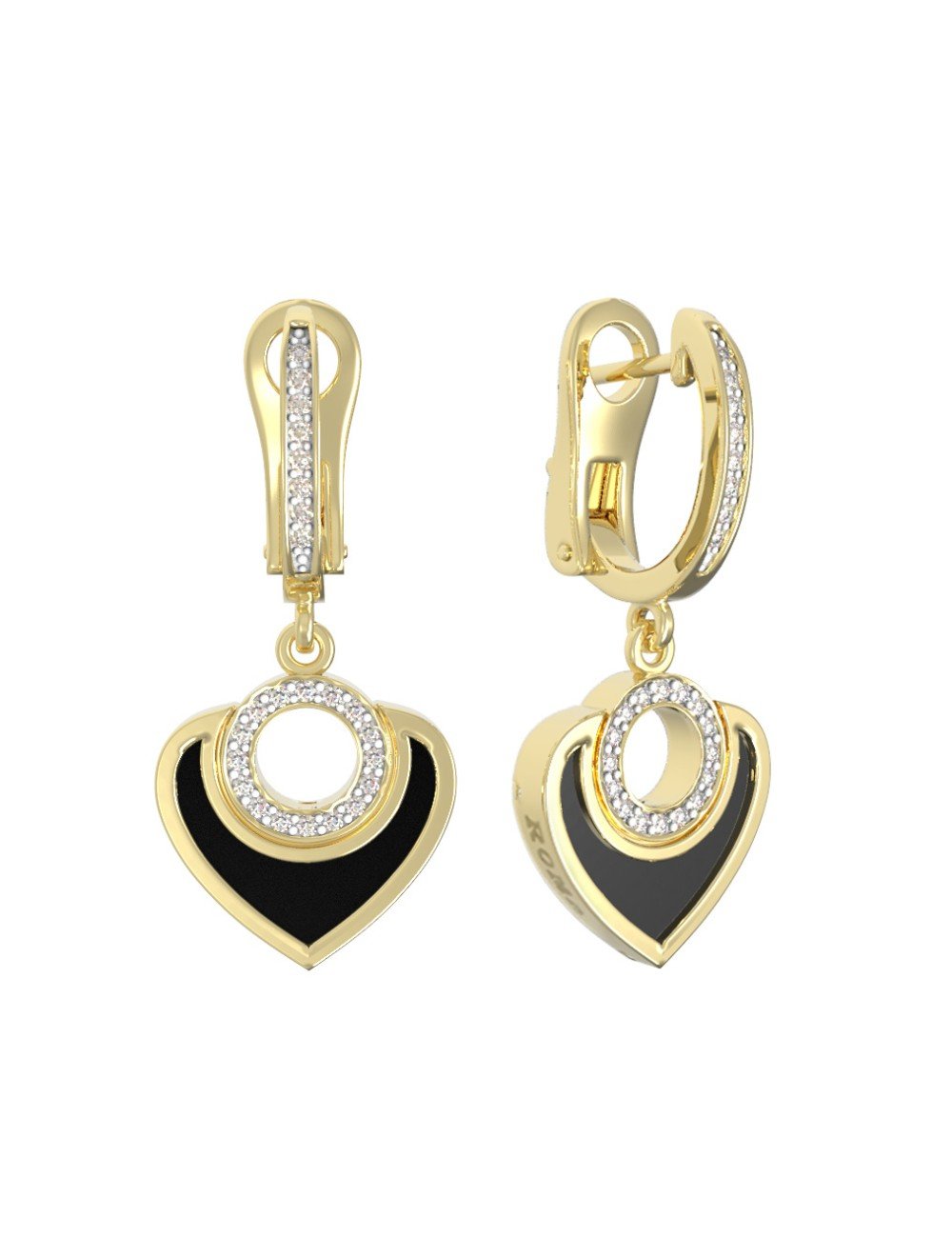 Серьги из лимонного золота c бриллиантами и ониксом