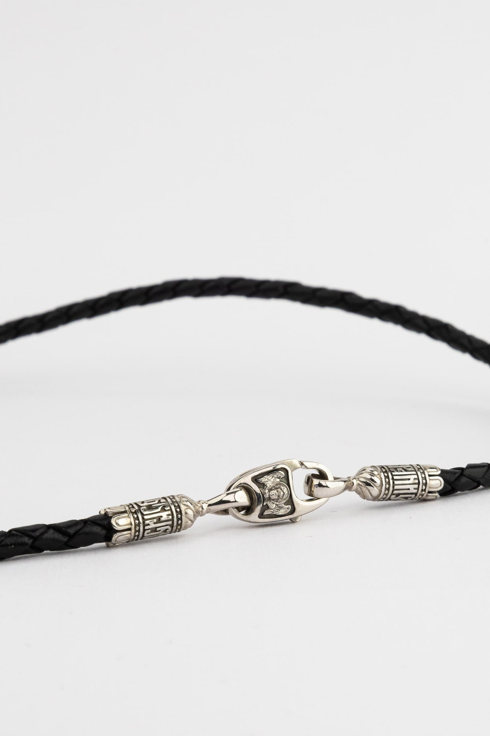 Цепь-шнурок кожа из белого золота 585 пробы c кожаным шнурком