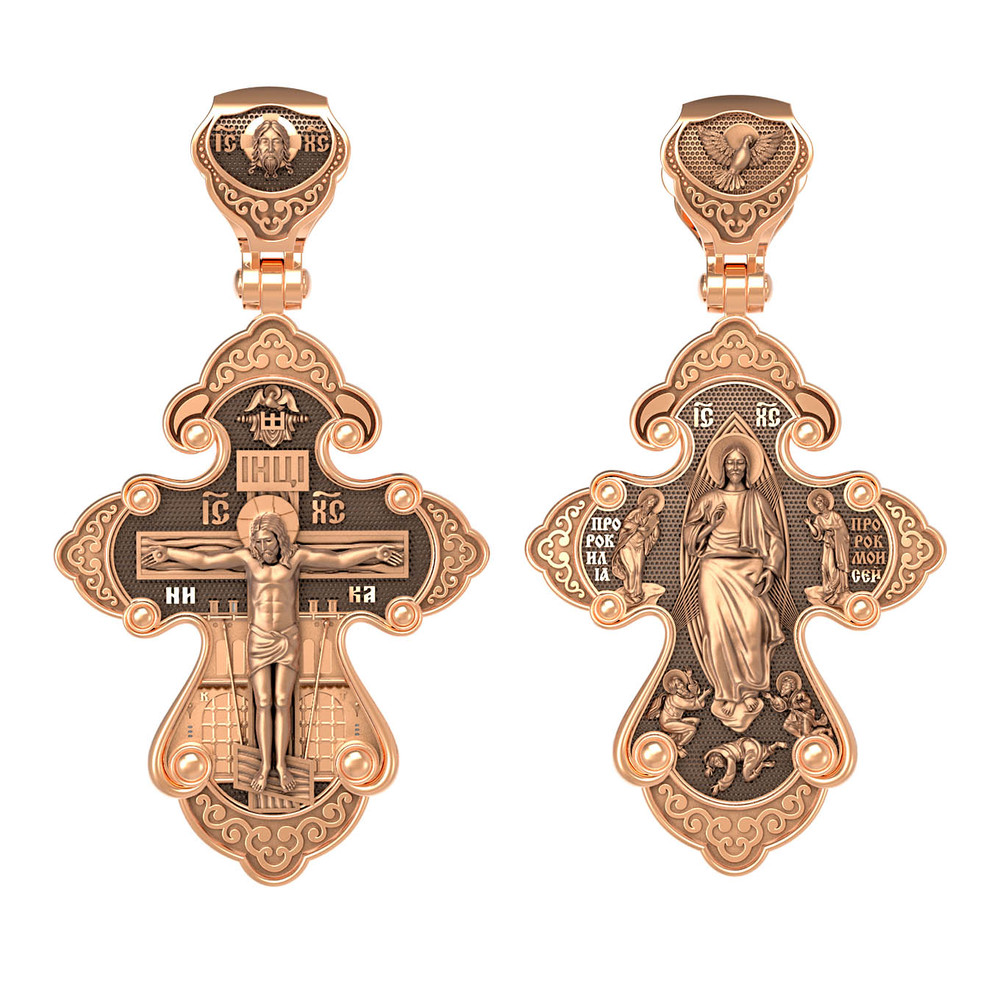 Крест из красного золота 585 пробы