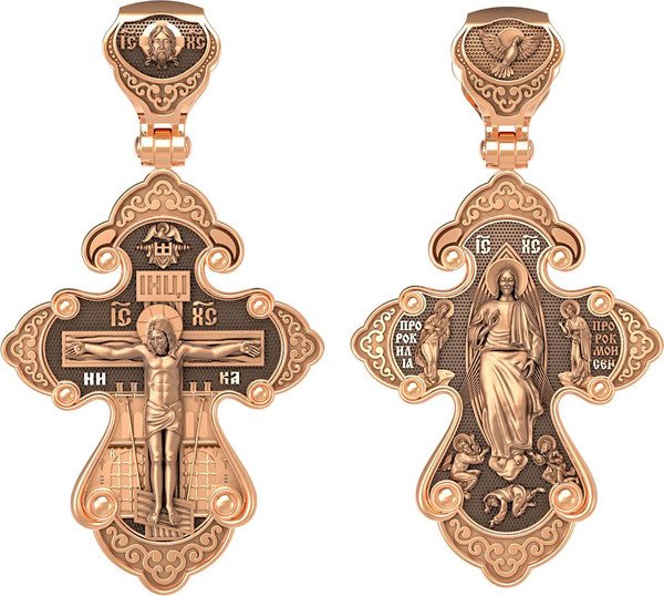 Крест из красного золота 585 пробы