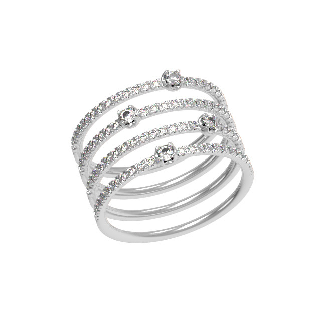 Кольцо из белого золота 585 пробы c бриллиантами