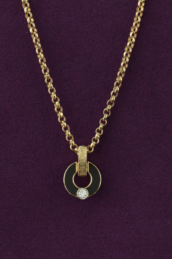 Колье из лимонного золота c бриллиантами и ониксом