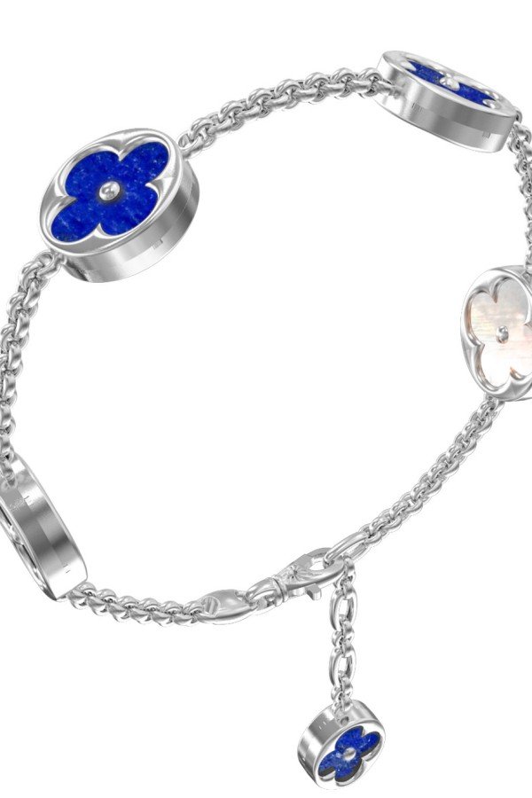 Браслет из белого золота c лазуритом и перламутром