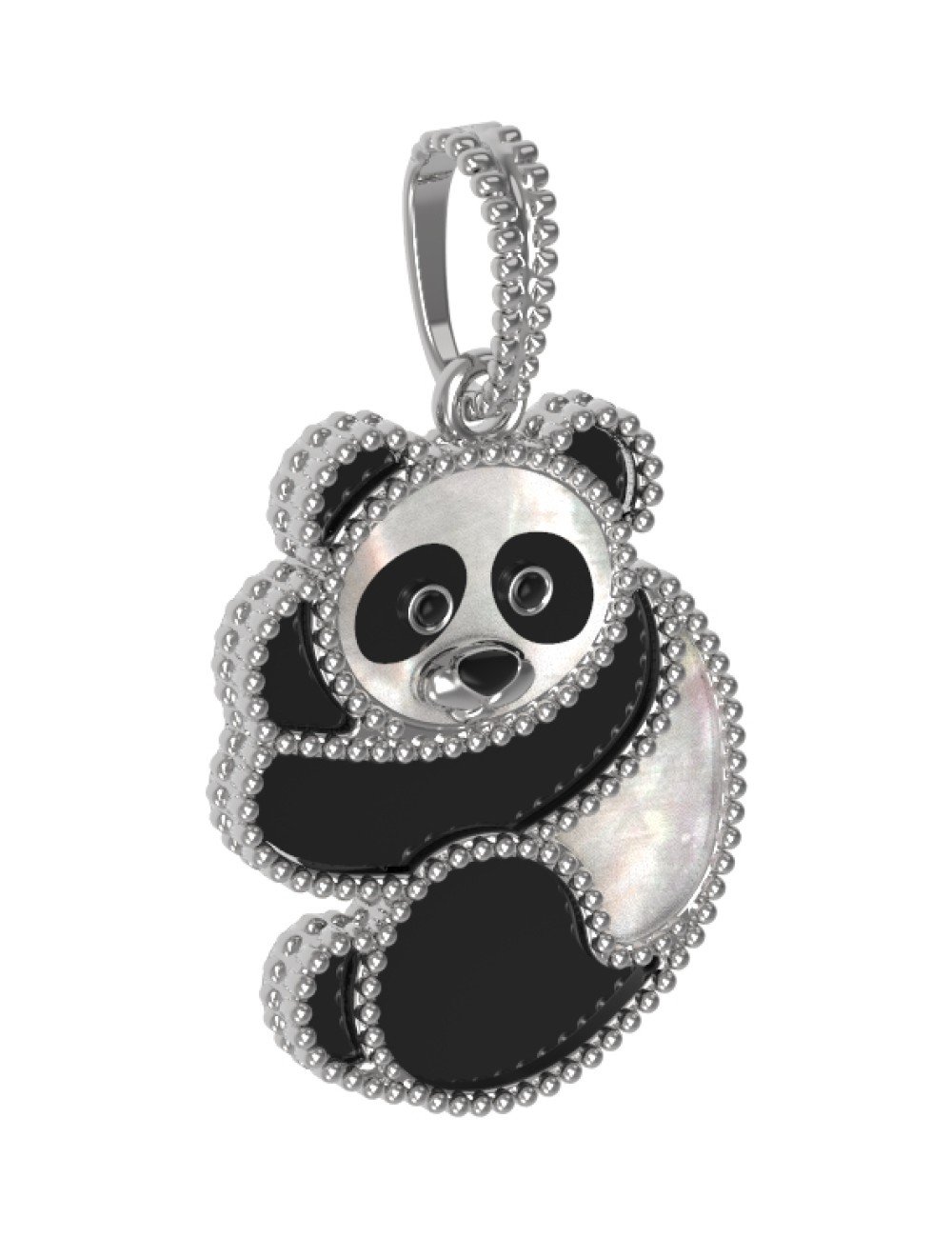 Подвеска из белого золота c эмалью, ониксом и перламутром