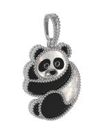 Подвеска из белого золота c эмалью, ониксом и перламутром