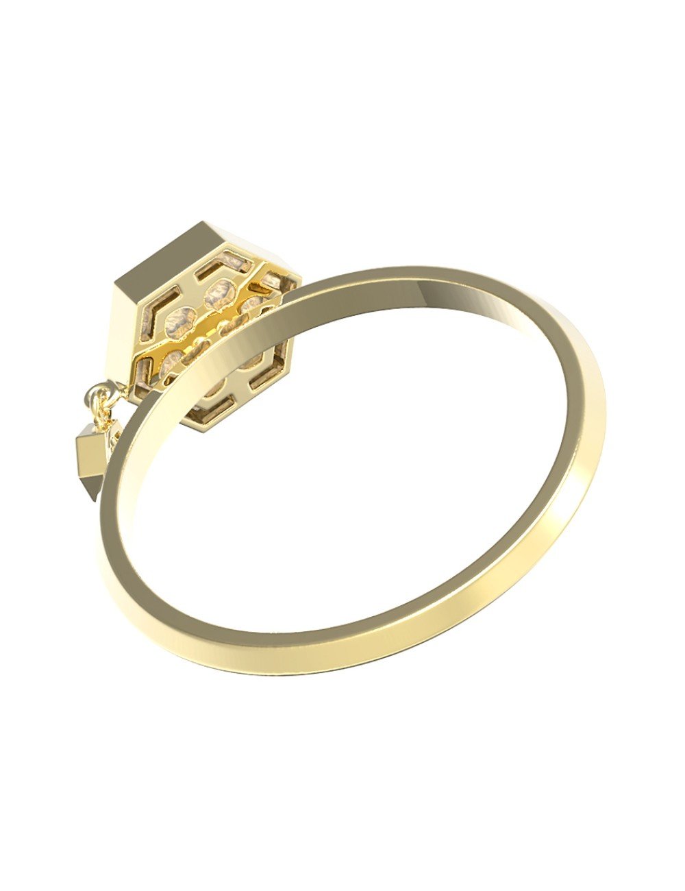 Кольцо из лимонного золота c бриллиантами и перламутром