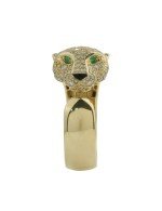 Кольцо из лимонного золота c бриллиантами, изумрудом и ониксом