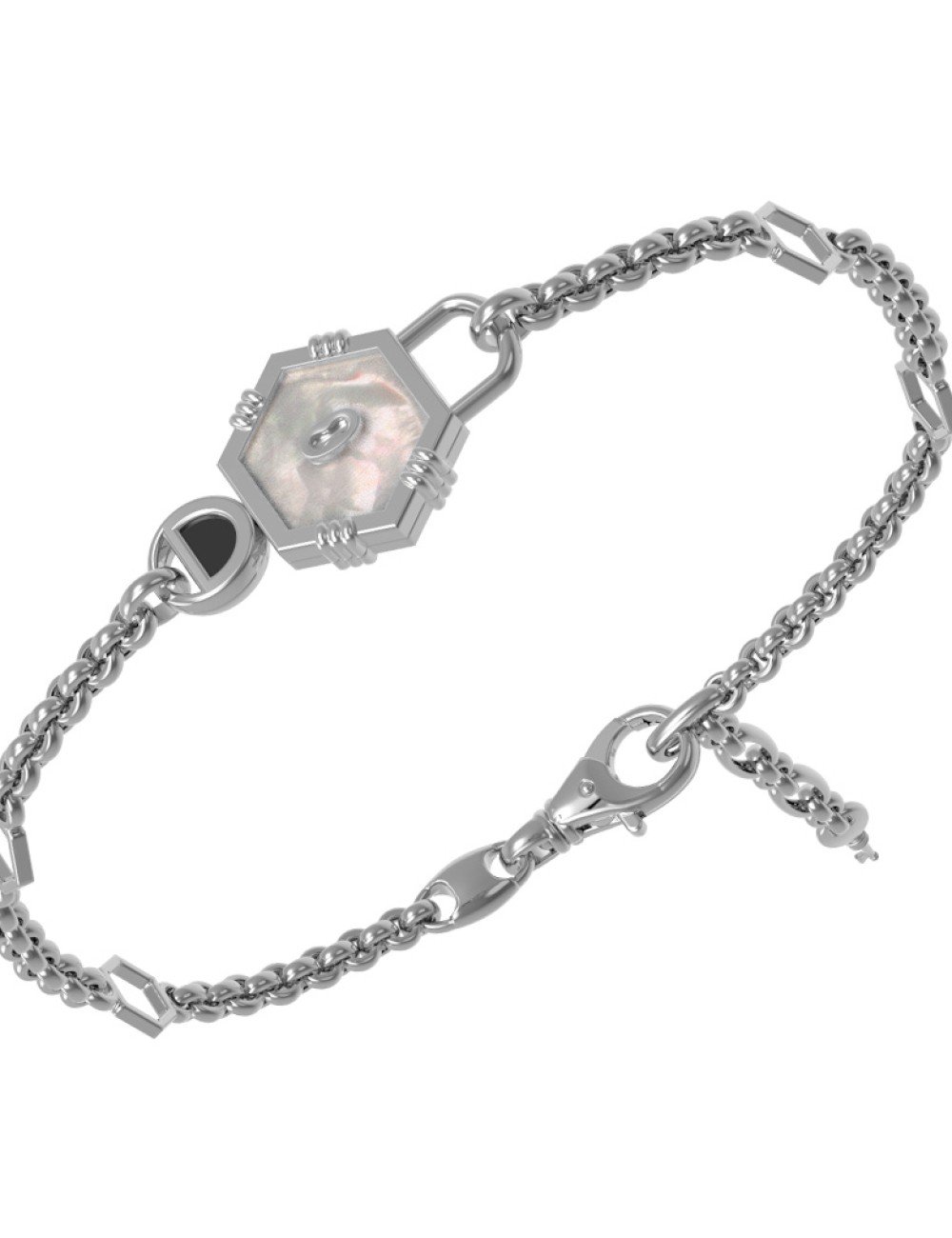 Браслет из белого золота c ониксом и перламутром