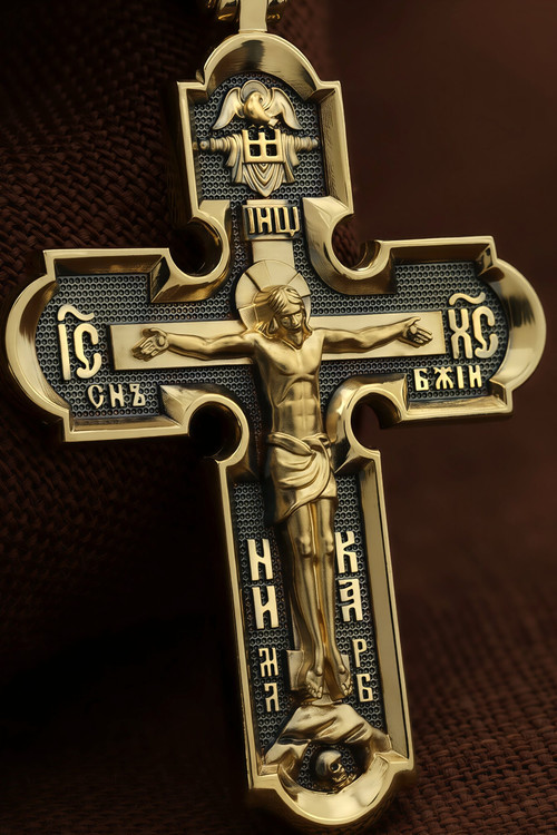 Крест из лимонного золота 585 пробы