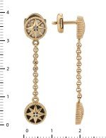 Серьги из золота c бриллиантами, ониксом и перламутром