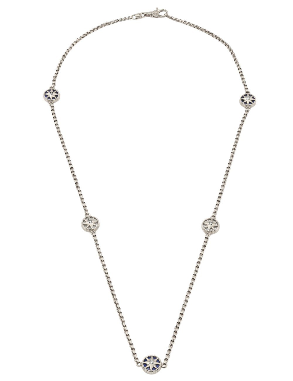 Колье из белого золота c бриллиантами, лазуритом и перламутром