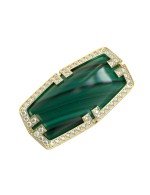 Кольцо из лимонного золота c бриллиантами, рубином и малахитом