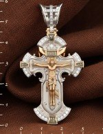 Крест из белого золота c бриллиантами