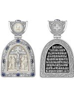 Образок из белого золота c эмалью, сапфиром и бивнем мамонта