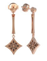 Серьги из золота c фианитом и тигровым глазом