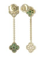 Серьги из лимонного золота c бриллиантами, малахитом и перламутром