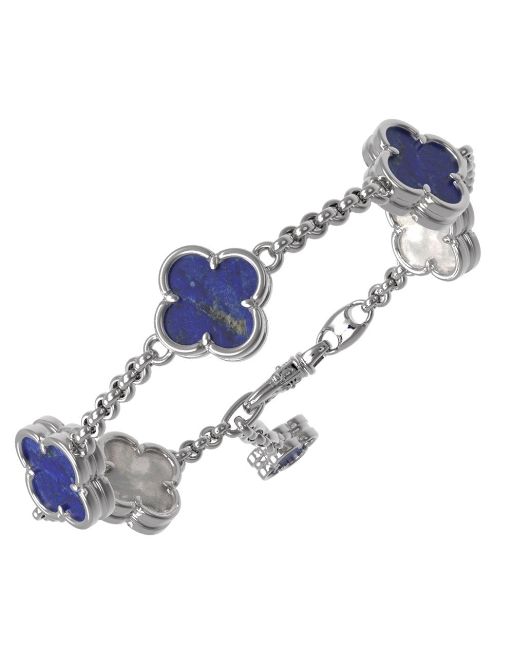 Браслет из белого золота c лазуритом и перламутром