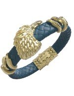 Браслет из лимонного золота c бриллиантами и кожаным шнурком