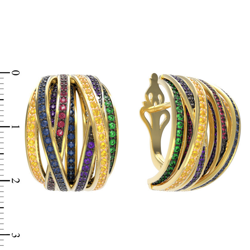 Серьги из лимонного золота 585 пробы c фианитом