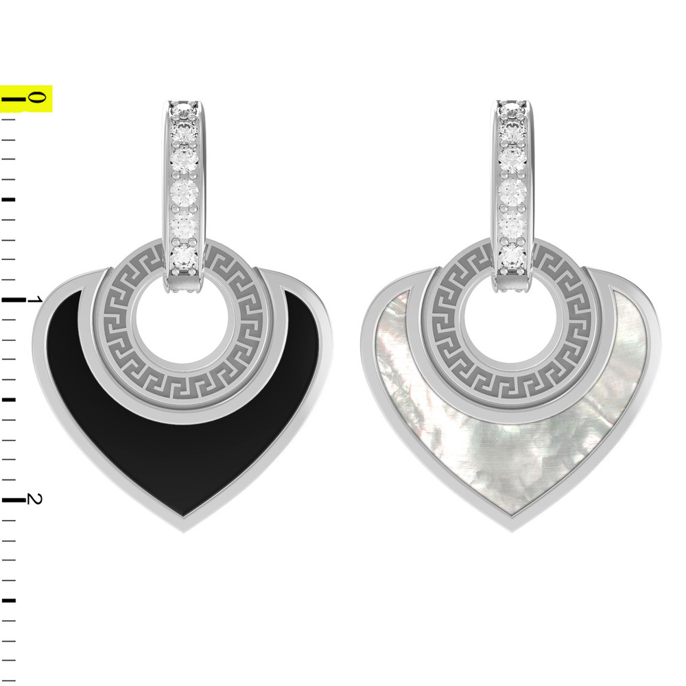 Подвеска из белого золота 585 пробы c фианитом, ониксом и перламутром