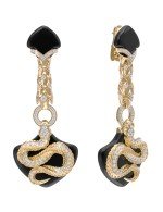 Серьги из лимонного золота c бриллиантами и ониксом