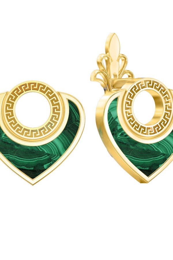 Серьги из лимонного золота c малахитом