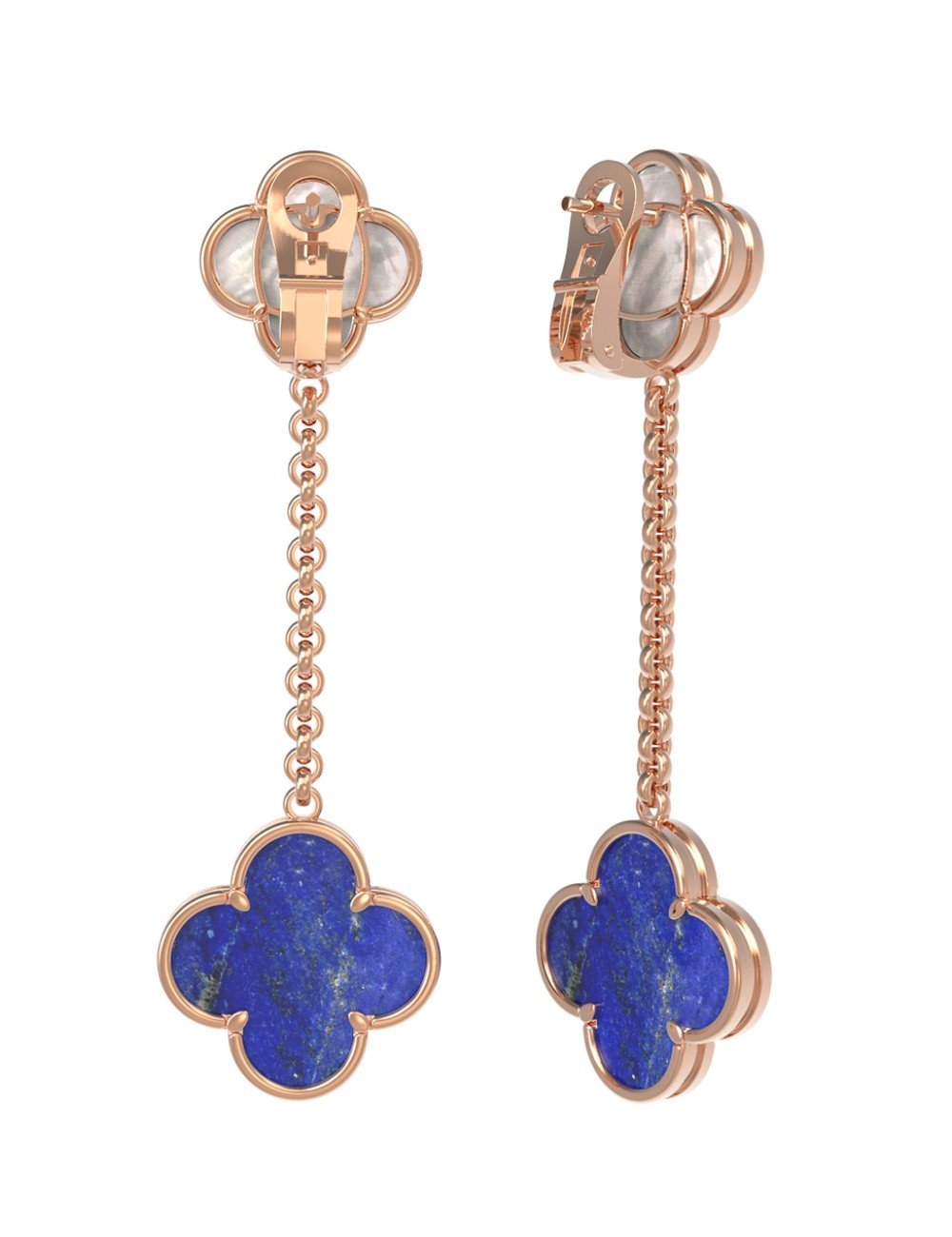 Серьги из золота c лазуритом и перламутром