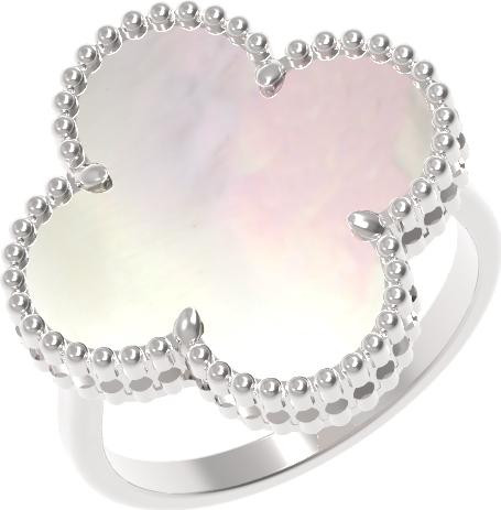 Кольцо из белого золота 585 пробы c перламутром