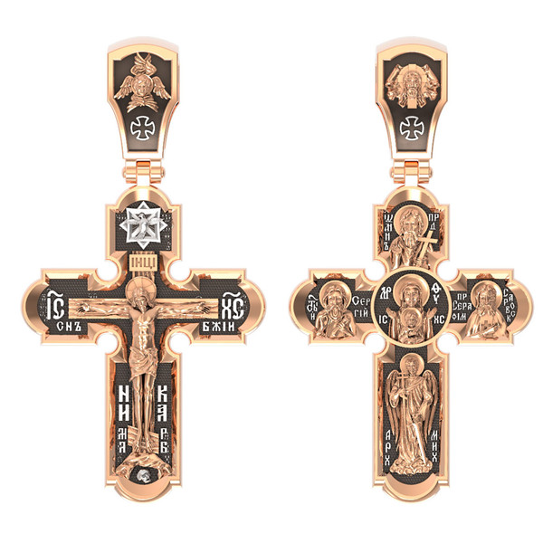 Крест из красного золота 585 пробы