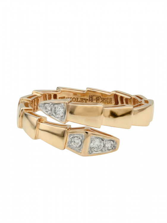 Кольцо из красного золота 585 пробы c бриллиантами