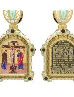 Образок из лимонного золота c эмалью, иконописью и темперой