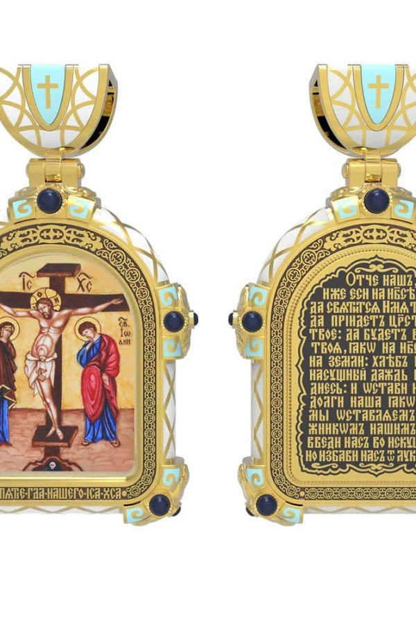 Образок из лимонного золота c эмалью и иконописью