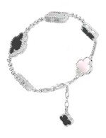 Браслет из белого золота c ониксом и перламутром