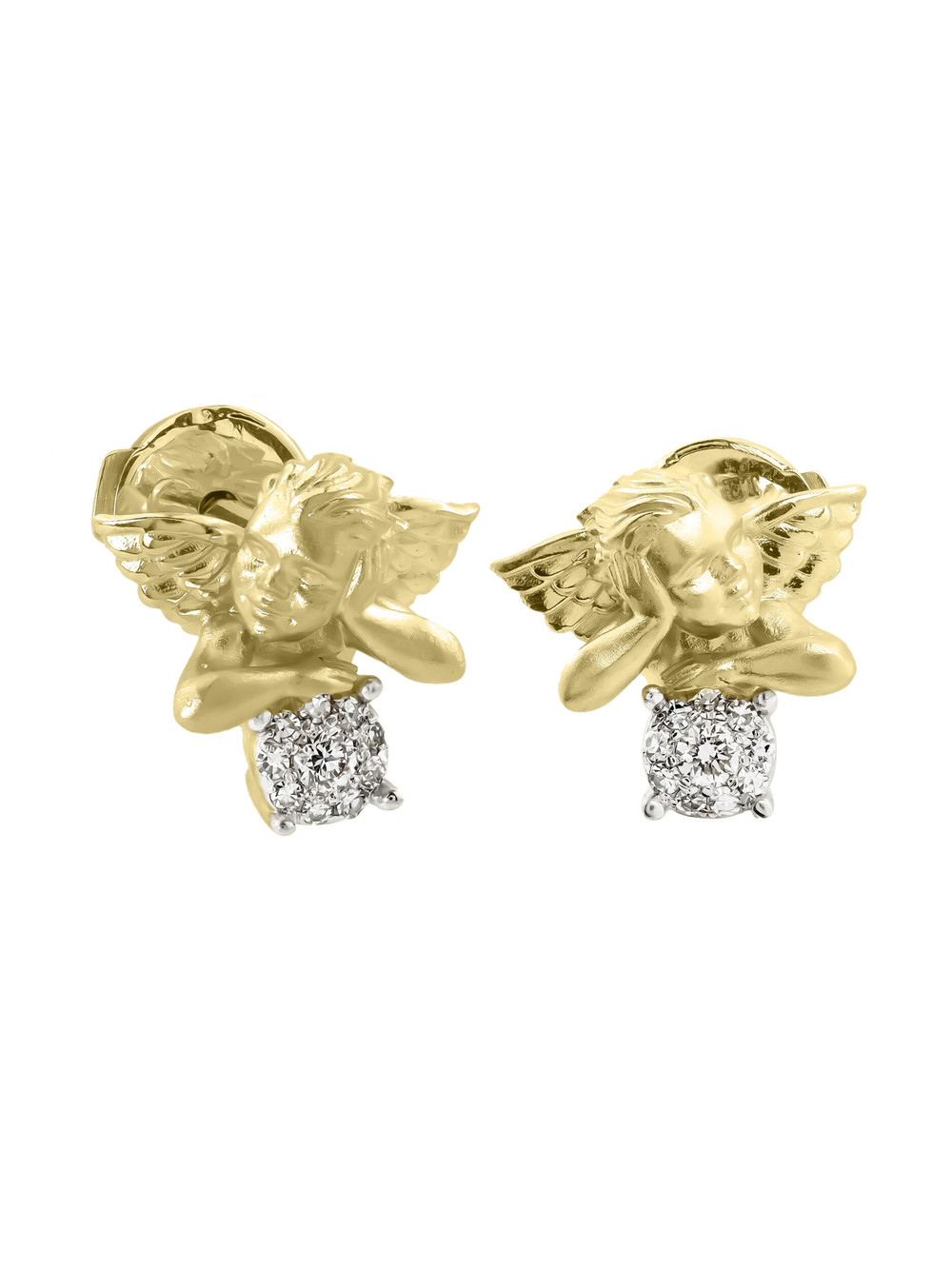 Серьги из лимонного золота 585 пробы c бриллиантами