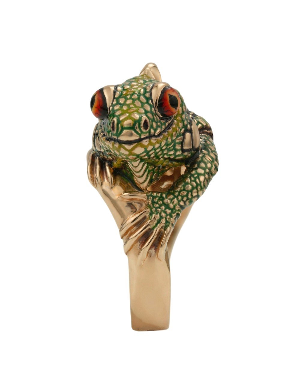 Кольцо из золота c эмалью и рубином