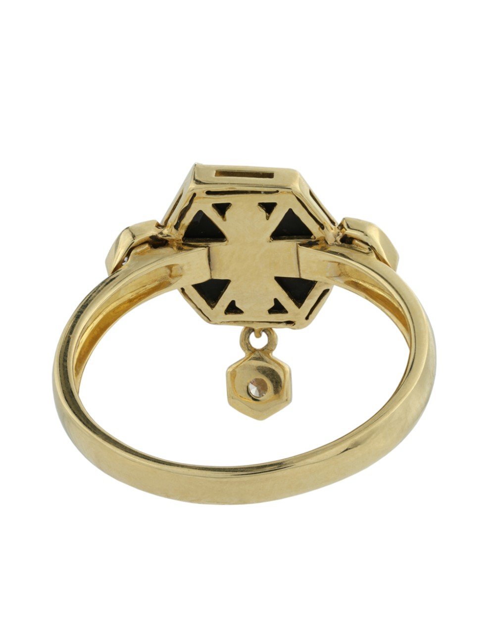 Кольцо из лимонного золота c бриллиантами и ониксом